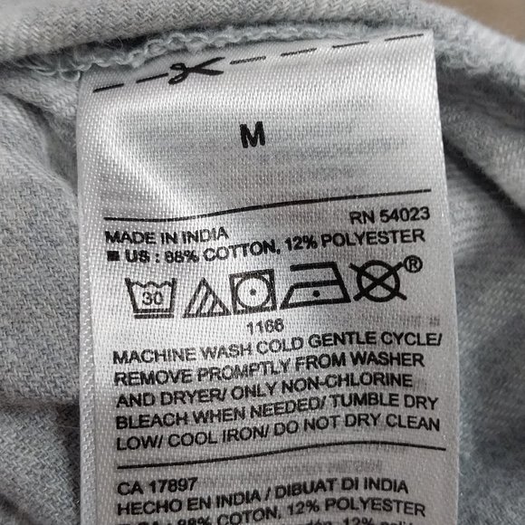 2901 Size Medium Old Navy Grey and Blue Upcycled Button Down Shirt. - Picture 5 of 5